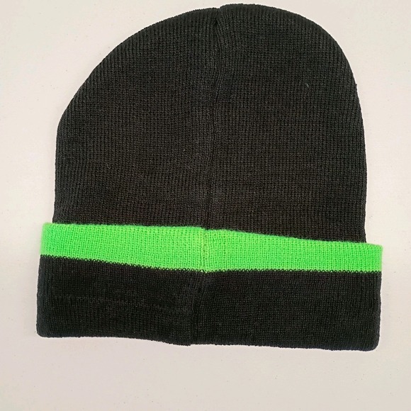 XBOX Microsoft Knit Cuffed Beanie Hat Tobogan Adult Black Green Embroidered Logo - Picture 3 of 5